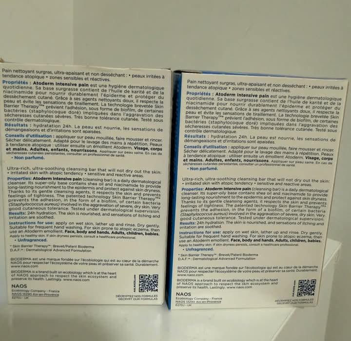 2 X Bioderma Atoderm Intensive Pain Ultra-Soothing Cleansing Bar 150g EXP 01/28