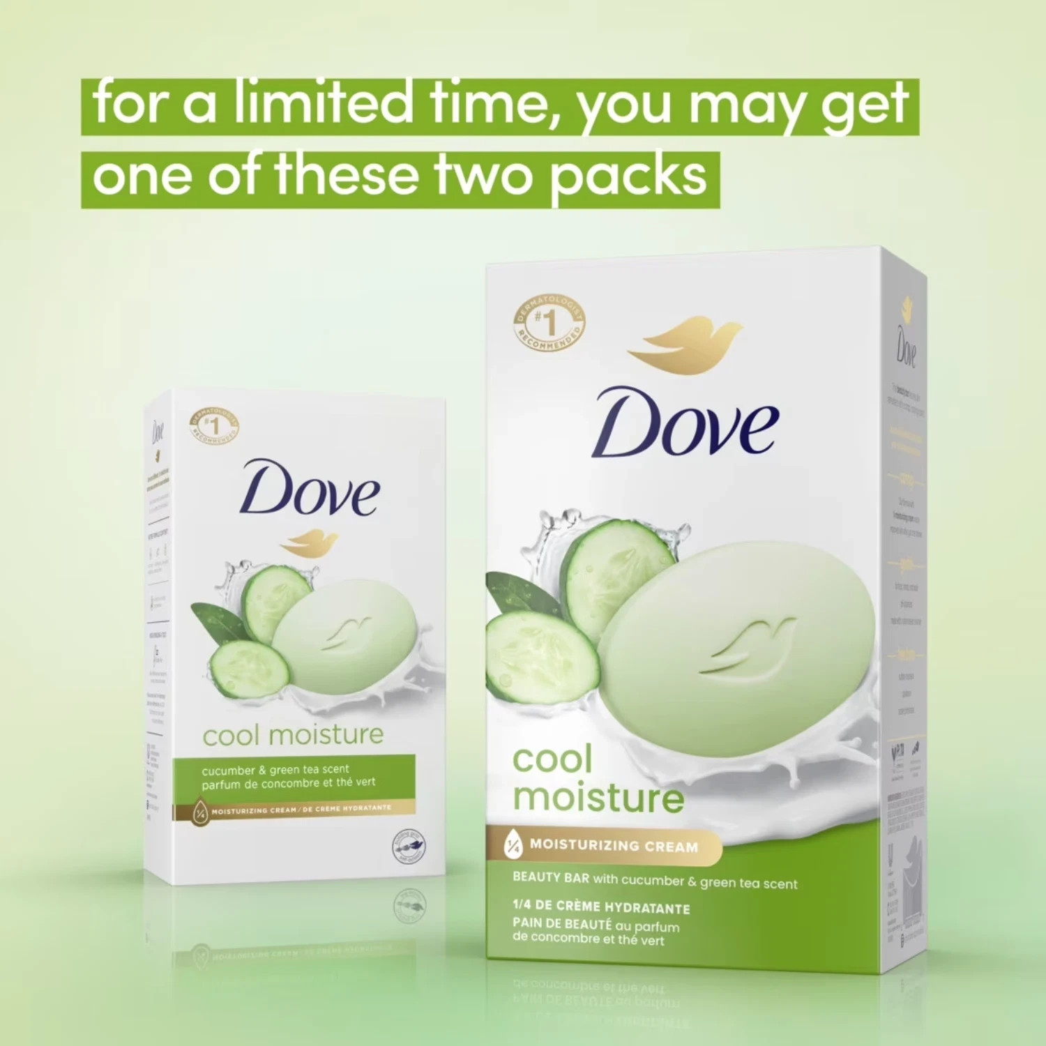 Dove Beauty Bar Bath Soap Cool Moisturizing Gentle Cucumber, 3.75 oz 8 Bars NEW