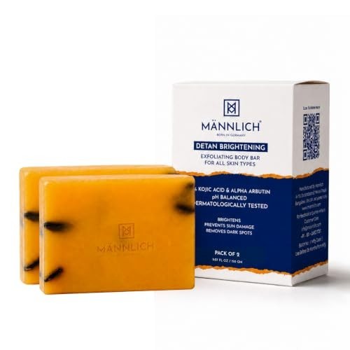 Mannlich Kojic Acid 2% Soap Pack 2 75g Arbutin Glycolic Niacinamide Bars FS