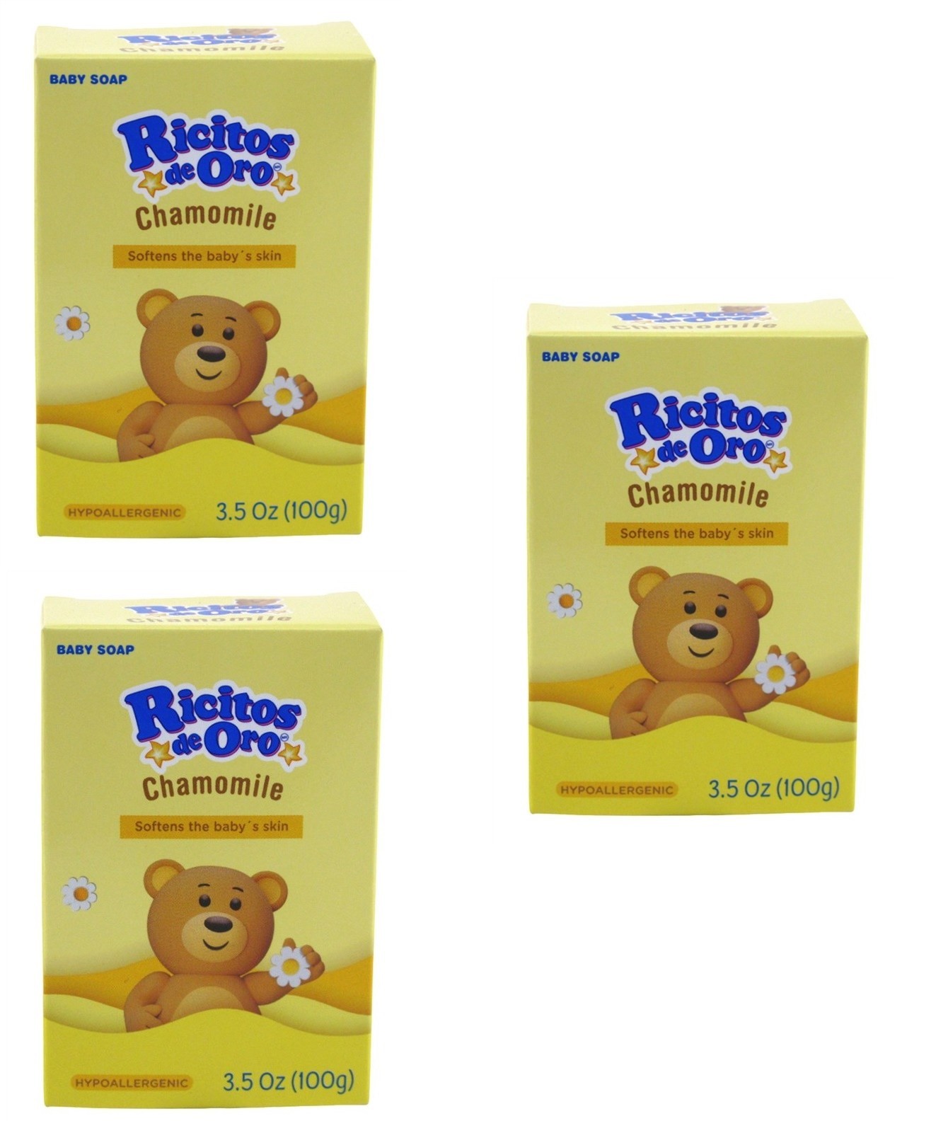 BL Ricitos De Oro Baby Soap Bar Chamomile 3.5oz X 3 Packs
