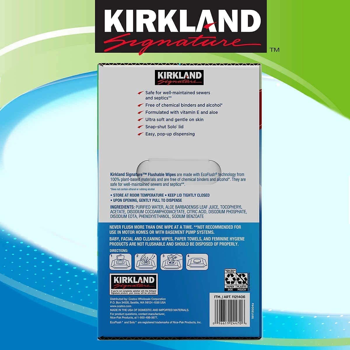 Kirkland Signature Moist Flushable Wipes, 632 Wipes, 632 Count
