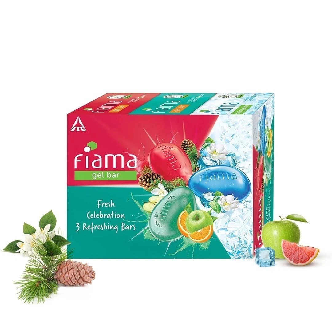 Fiama Gel Bathing Bar Fresh Celebration pack Soap for Women & Men Pack of 3 V883