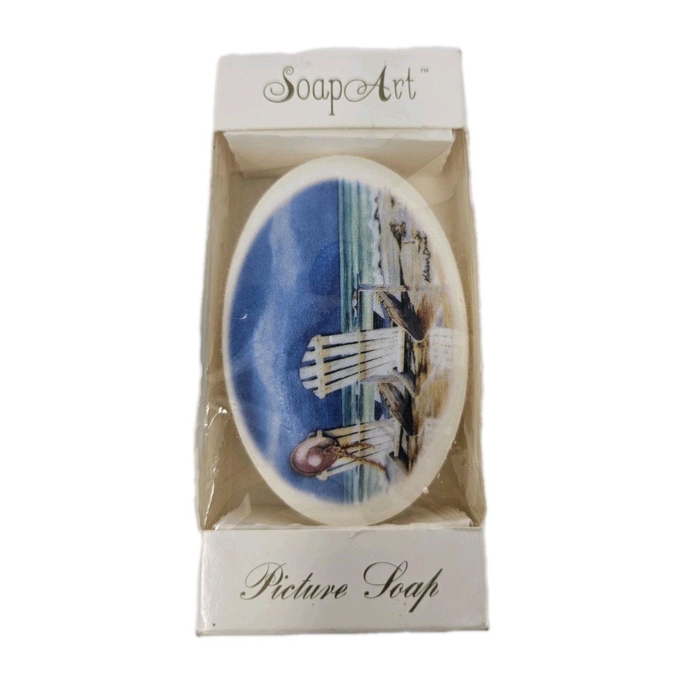 Soap Art Oval Soap Beach Scene Vintage Coastal Decor