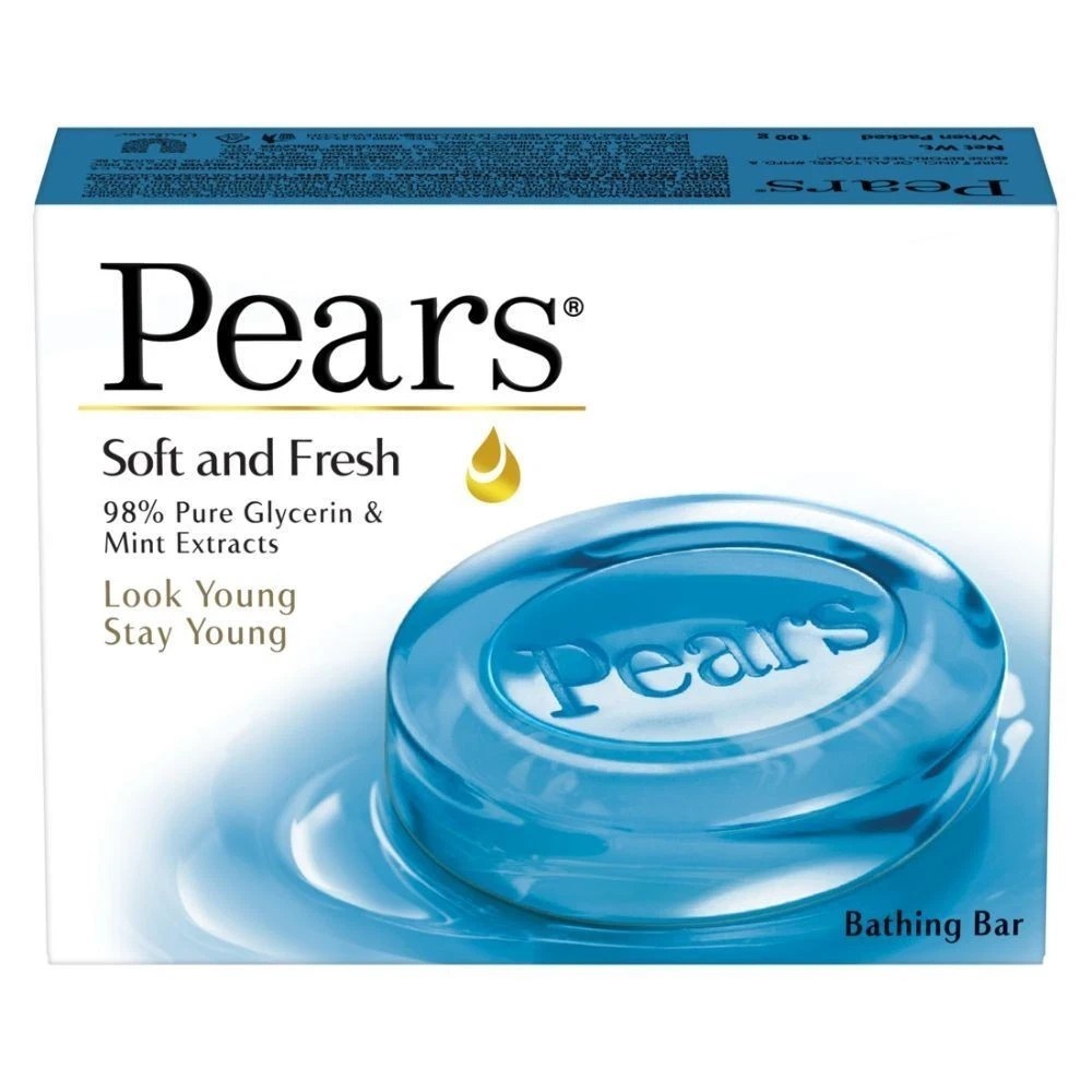 Pears Soap Mint Extract Soft & Fresh Bathing Bar 100g (Pack of 10) Free Delivery