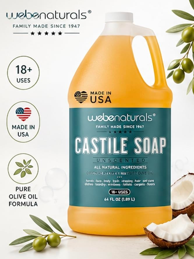 Pure Castile Soap Liquid Organic, Certified Palm 64 Fl Oz (Pack of 1) Unscented