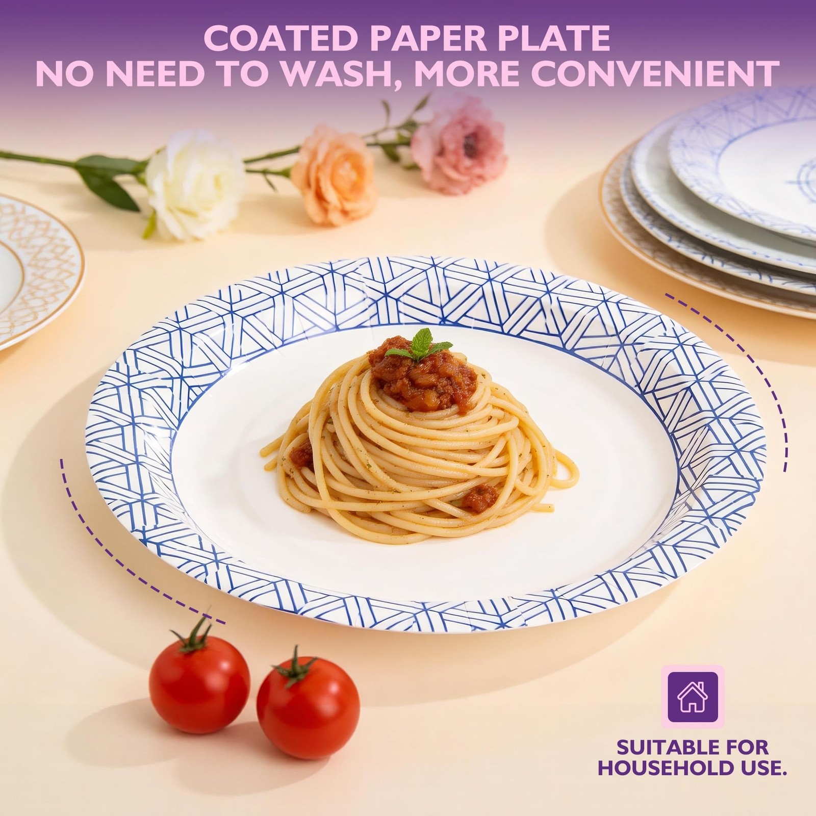 Disposable Paper Plates 8.5 Inch 300 Count, Soak Proof and Cut Resistant Heav…