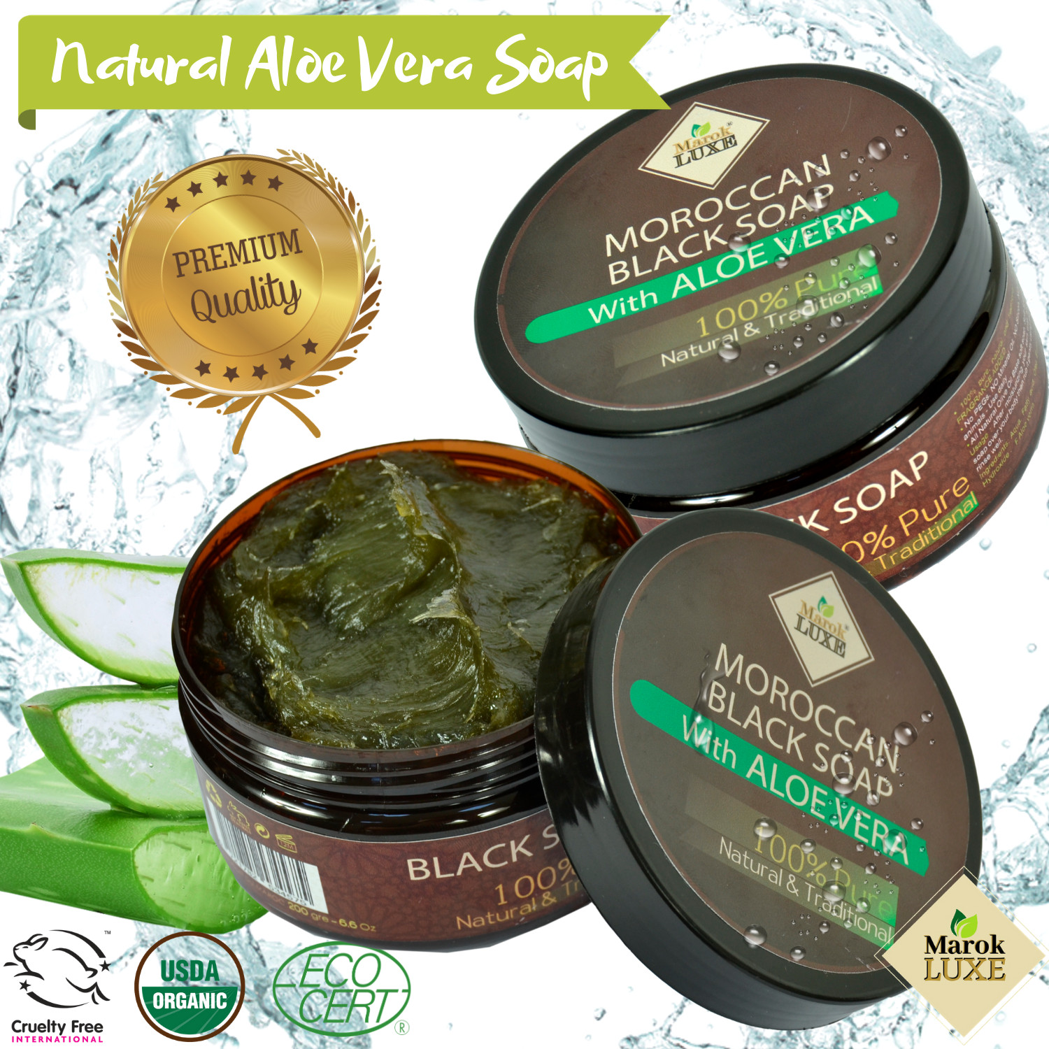 Natural Moroccan Black Soap Argan Oil Aloe Vera Hammam Spa Skin Exfoliating 200g