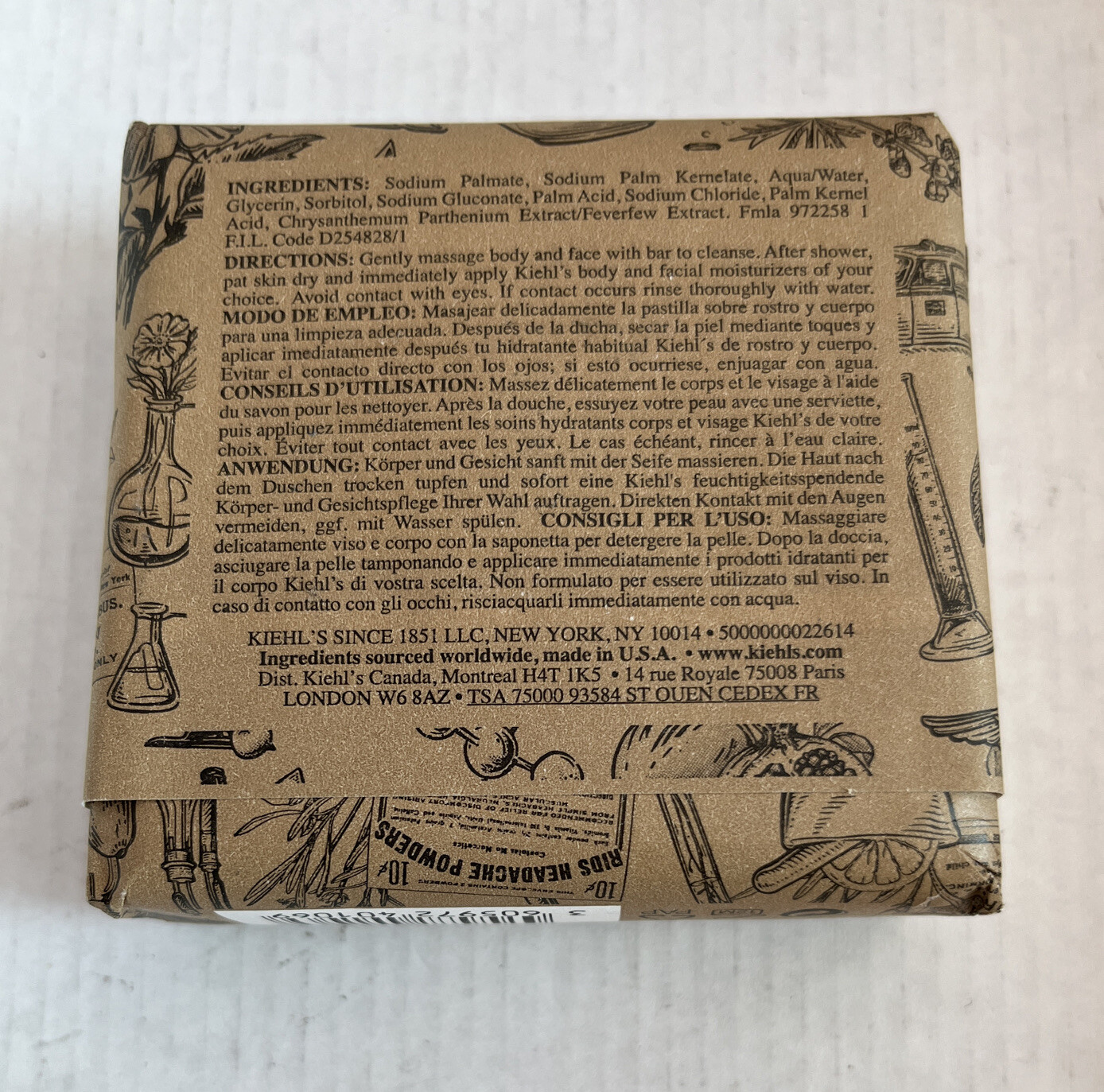 Kiehl’s Heritage Glycerin Soap Cleanser For face & body Unscented 5 oz / 142 g