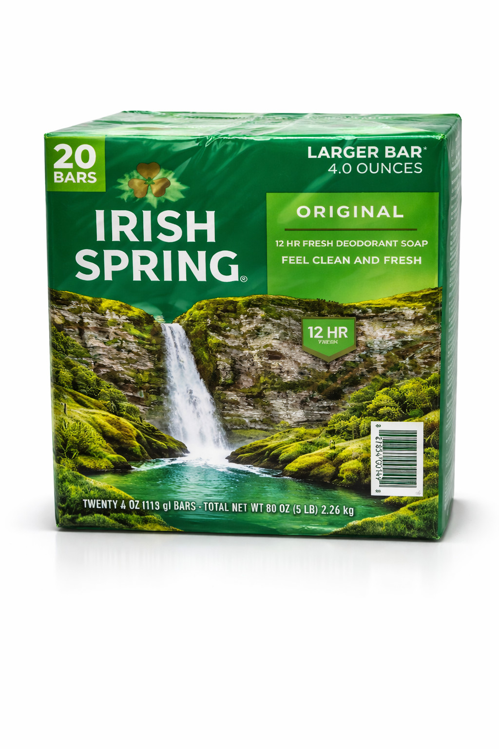 Irish Spring Original Deodorant Soap 20 Bars 4oz Each 12HR Fresh Large Pack
