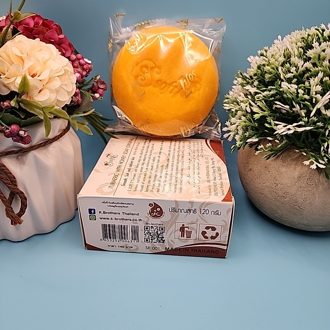 X 2 soap AUTHENTIC Soft 7 turmeric with Honey exfoliating body soap. 150g x 2