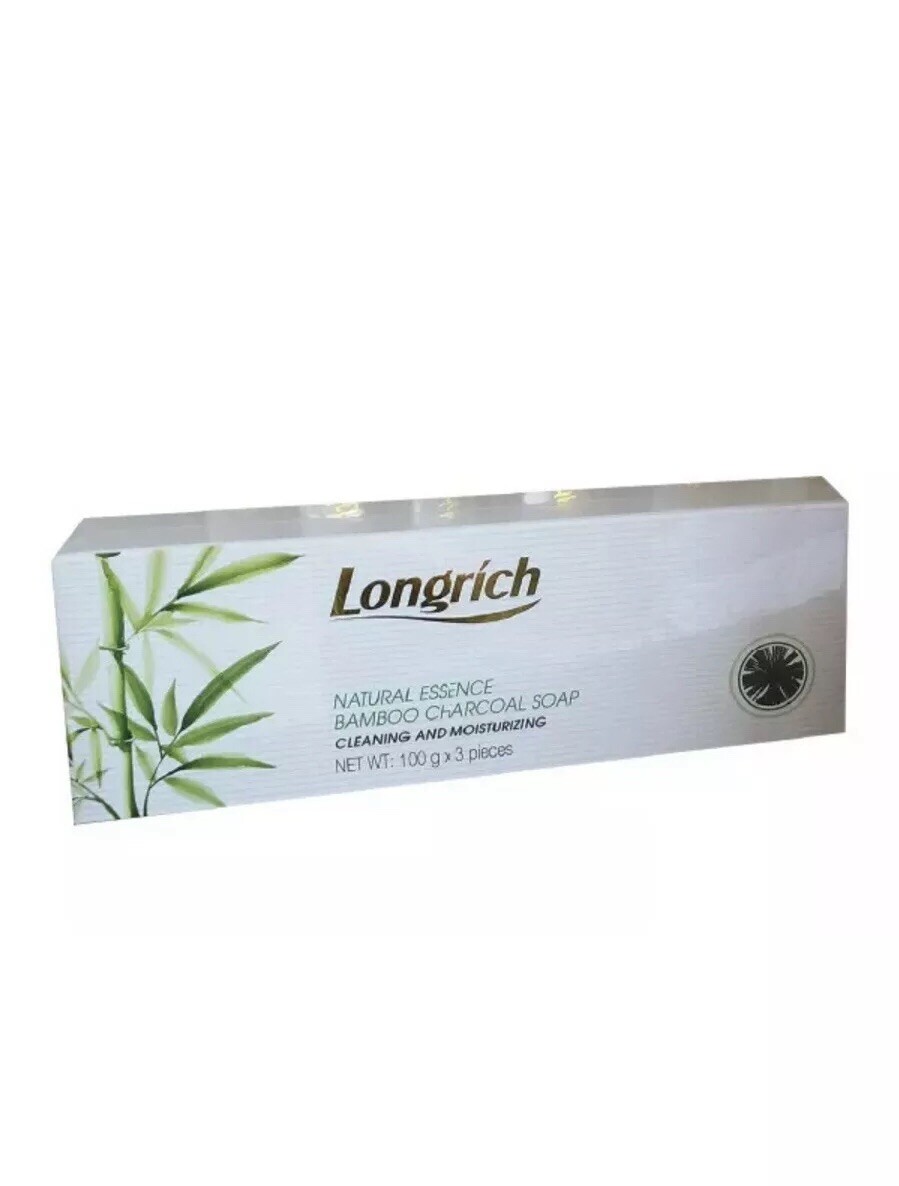 Longrich Natural Essence Bamboo Charcoal Brightening Black Soap,Acne Cure 100gx3