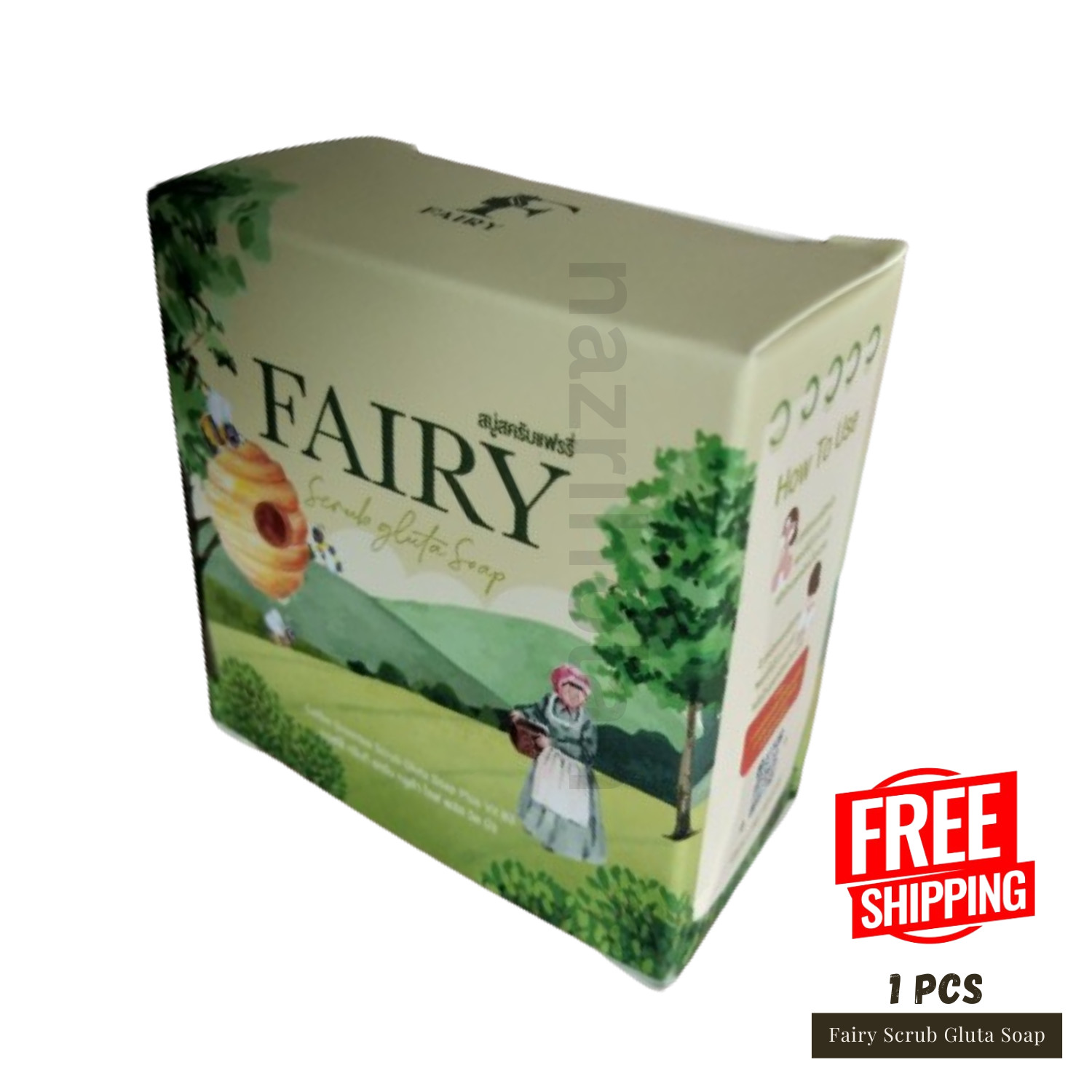 1 Pcs 60g Fairy Scrub Gluta Soap Green Tea | Whitening Face & Body Soap