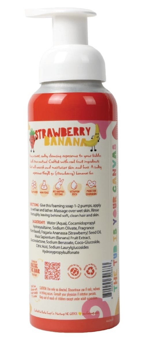 Pacha Soap Co. Strawberry Banana 2 in 1 Shampoo Body Wash 12 Oz