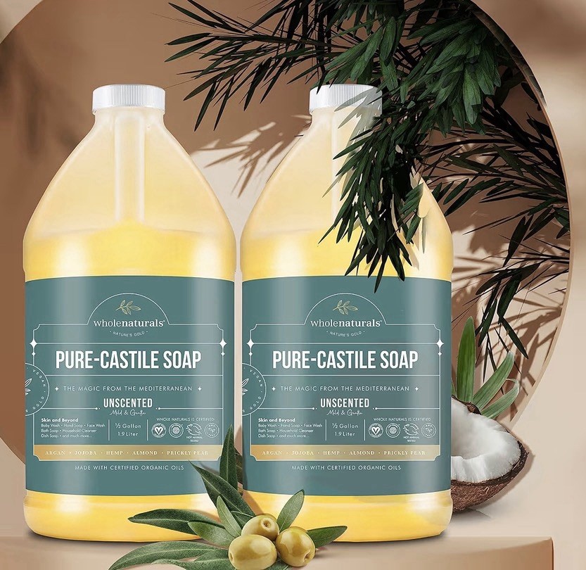 Pure Castile Soap Liquid Organic, Certified Palm 64 Fl Oz (Pack of 2) Unscented