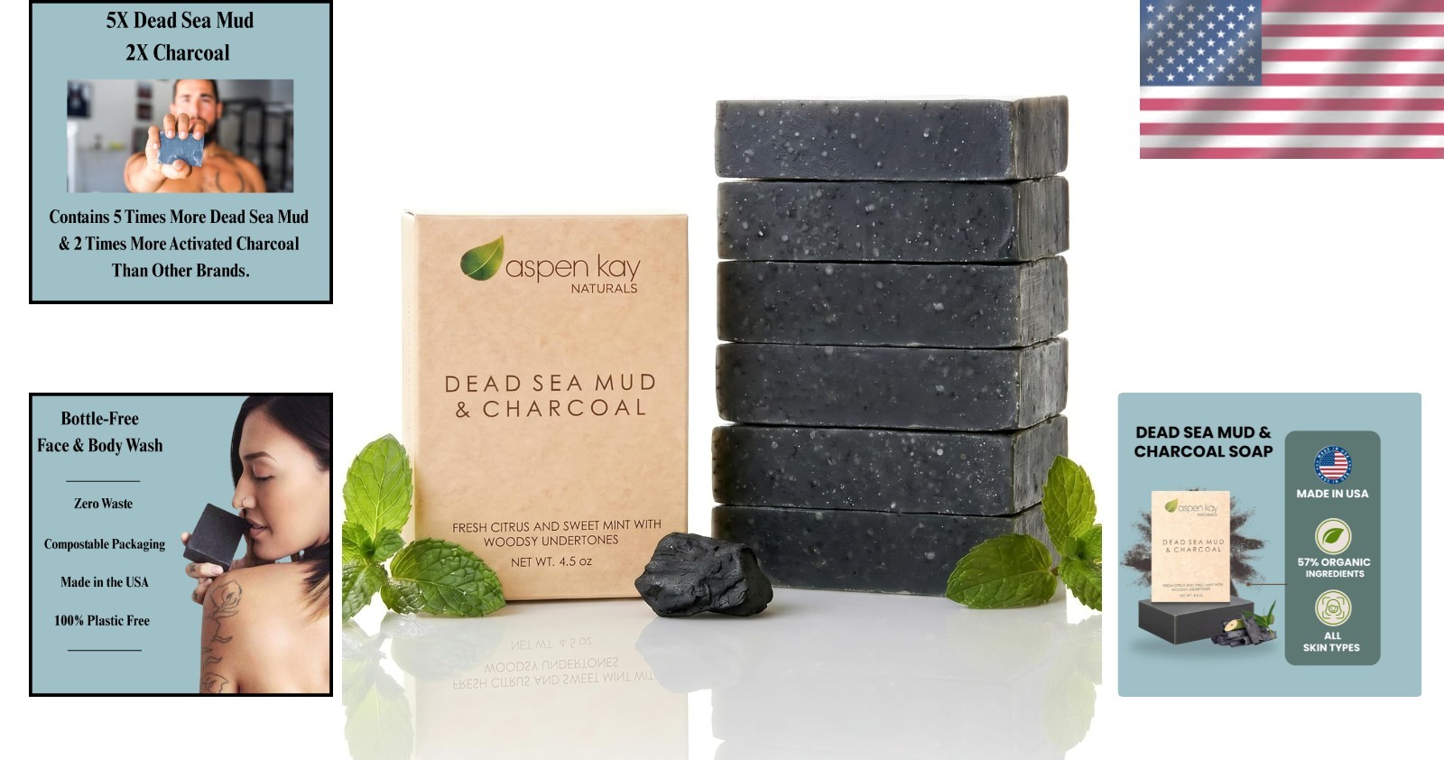 Dead Sea Mud & Charcoal Soap Bar 6-Pack