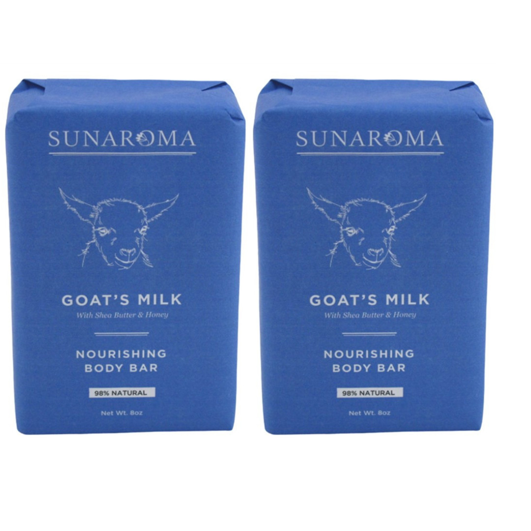 SUNAROMA Goat’s Milk Nourishing soap Bar 100% Natural 8 oz 2 pack