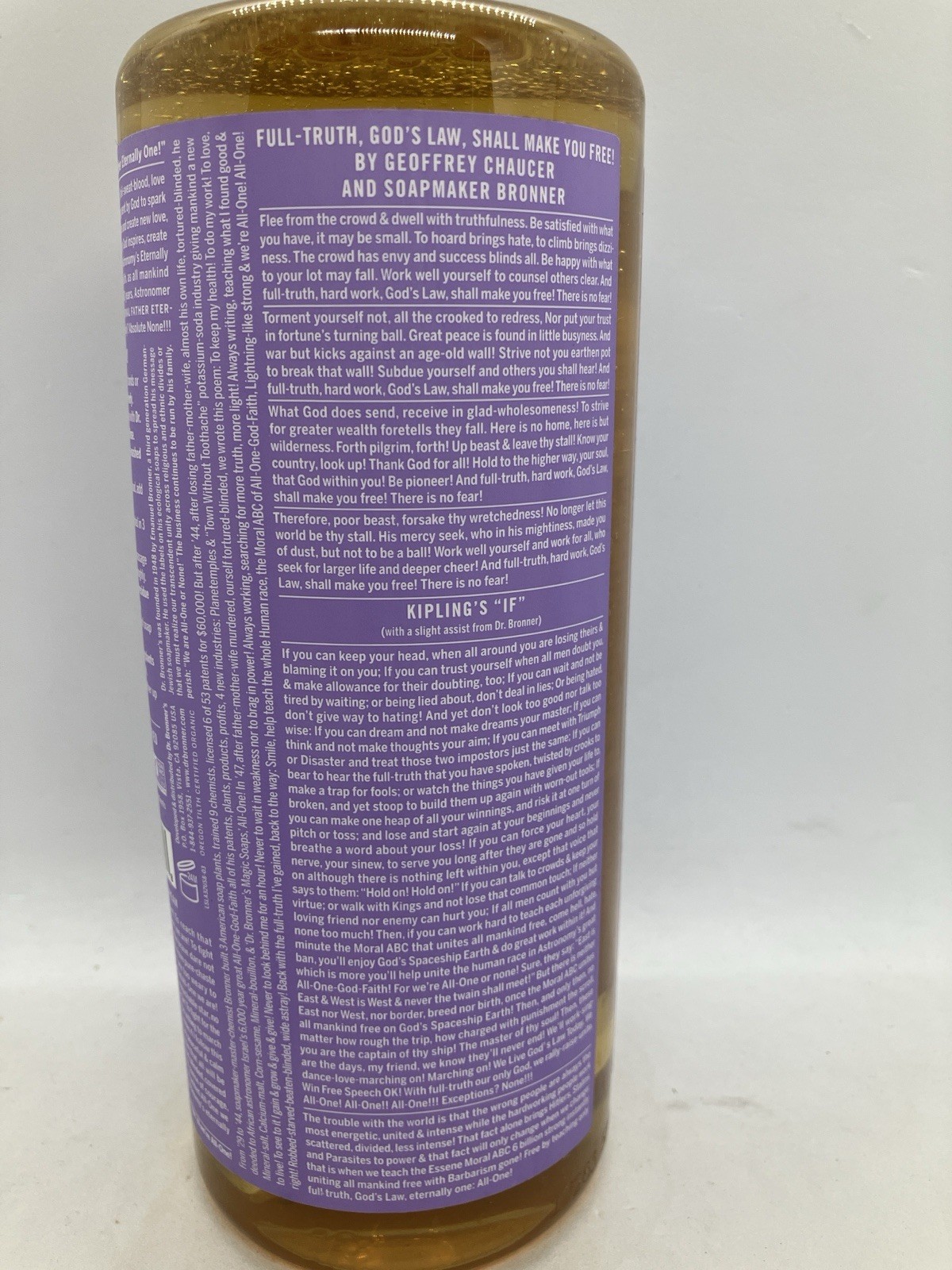 Dr. Bronner’s, Pure-Castile Liquid Lavender Soap, Made With Organic Oils, 32 oz