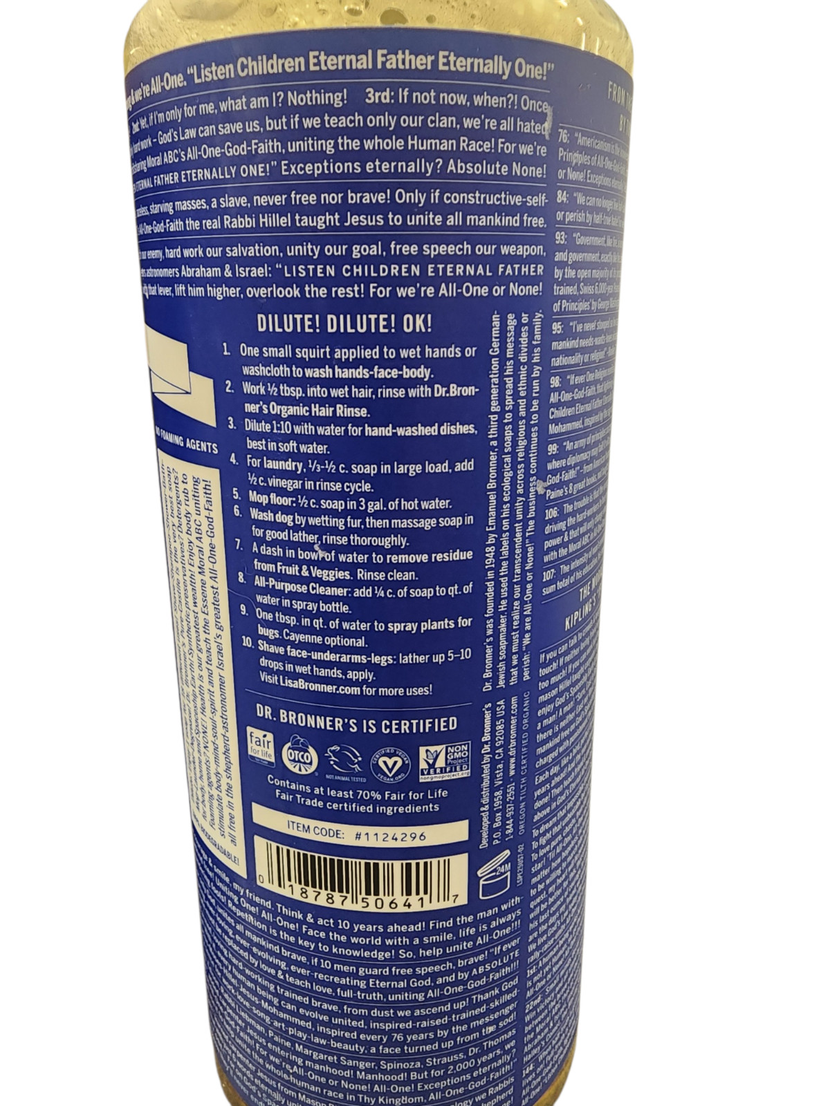 NOS 2 pack DR. BRONNER’S 18-IN-1 Hemp Peppermint Pure-Castile Soap Original 32oz