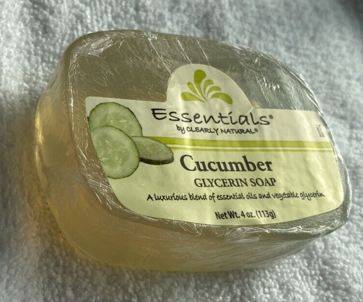Essentials By Clearly Natural: CUCUMBER GLYCERIN SOAP 4 Oz NEW Lot of 2 Sealed