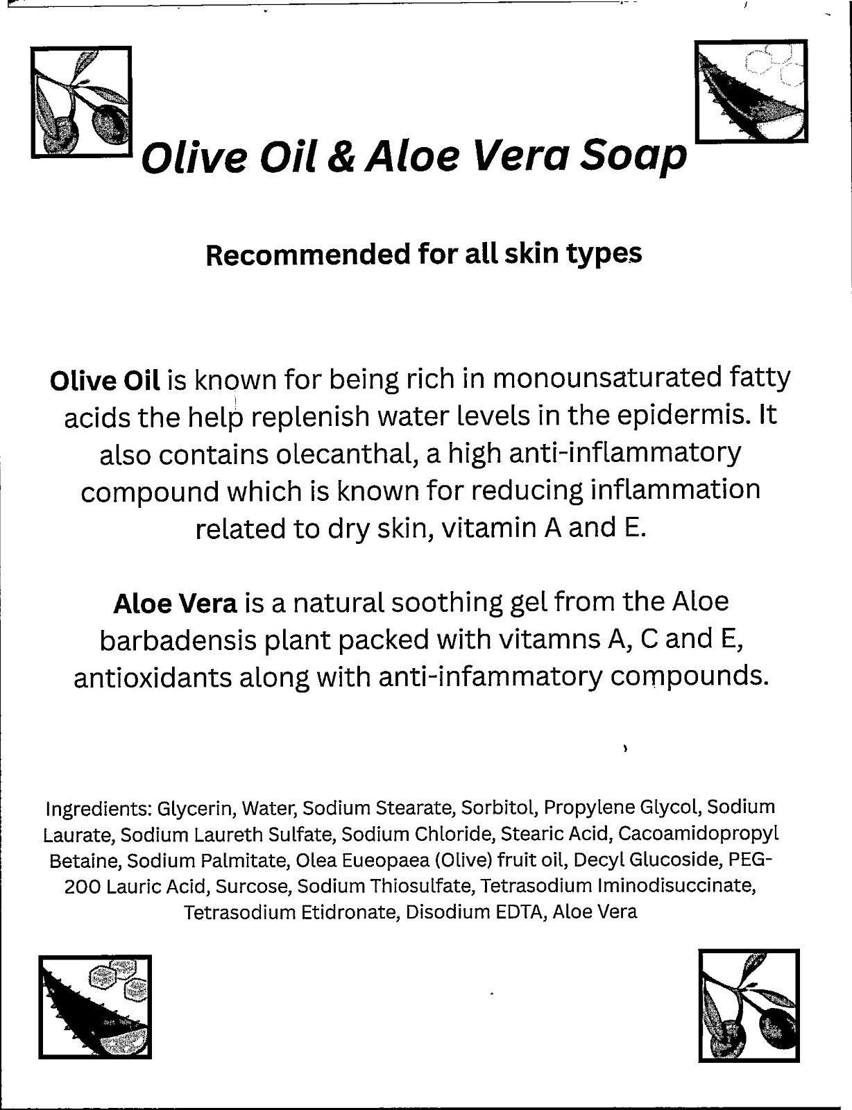 OLIVE OIL & ALOE VERA HANDMADE BODY SOAP SCENTED IN CACTUS BLOSSOM ESSENTIAL OIL