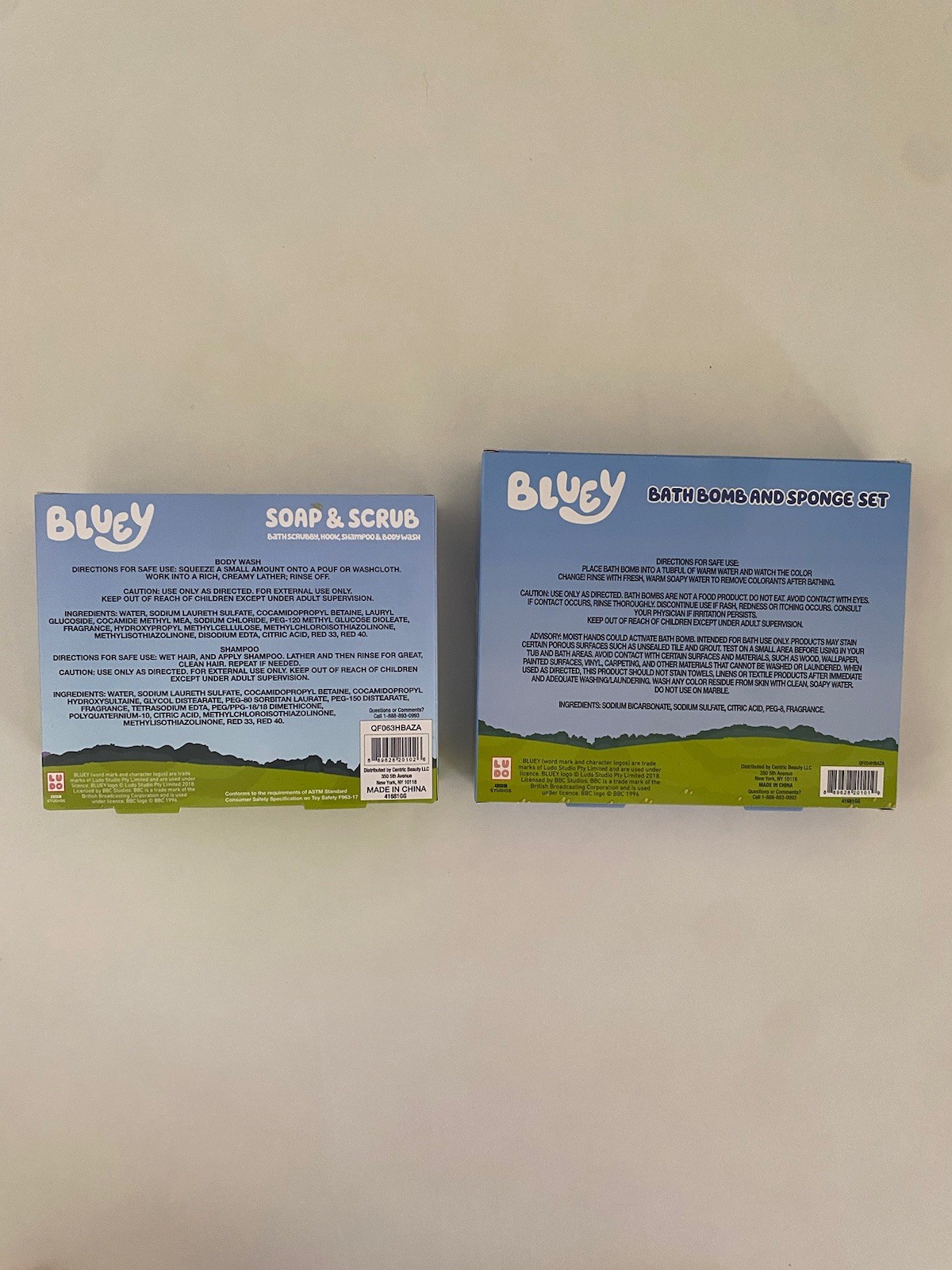 BLUEY 4 PIECE SOAP & SCRUB GIFT SET & BATH BOMB SPONGE GIFT SET NIB BERRY SCENT
