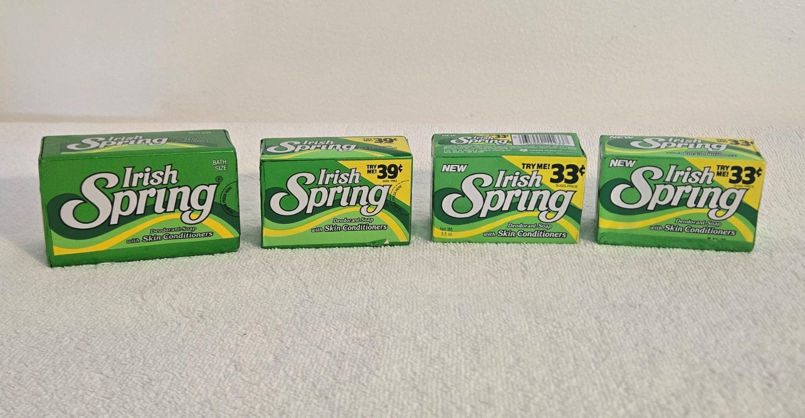 4 Bars of Vintage Irish Spring Deodorant Soap Classic Green Foil-Style Wrappers