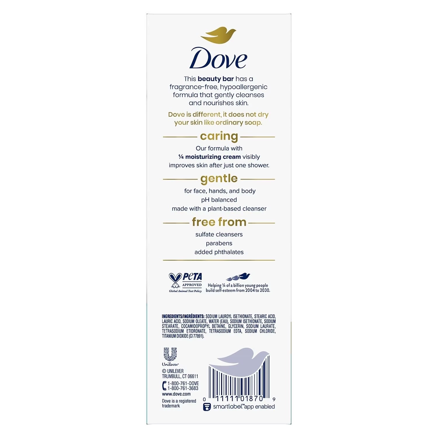 Dove Moisturizing Gentle Beauty Bar Soap Sensitive Skin, 3.75 oz, 16 Bars
