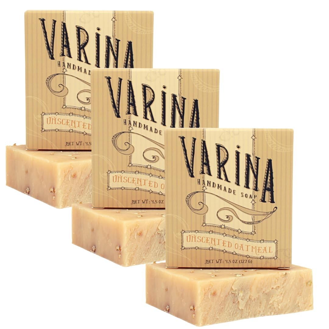 Organic Unscented Oatmeal Bar Soap – Gentle Cleansing for Sensitive Skin, Uns…