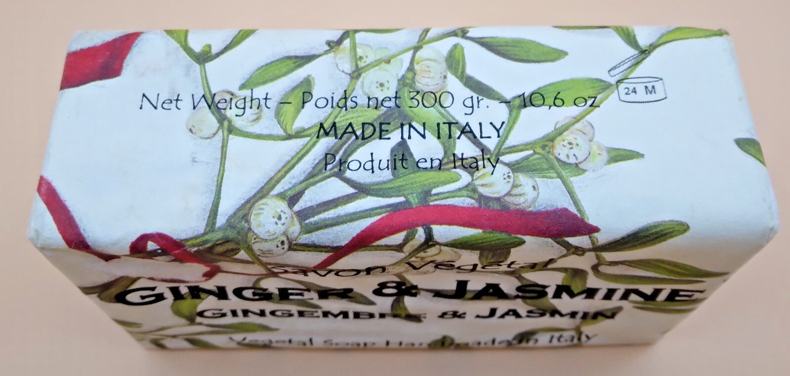 Savone Vegetale Ginger & Jasmine Soap Bar 10.6 oz Vegetal Soap Handmade in Italy