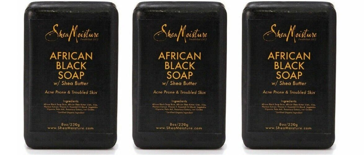 BL Shea Moisture Soap 8oz Bar African Black With Shea Butter X 3 Counts