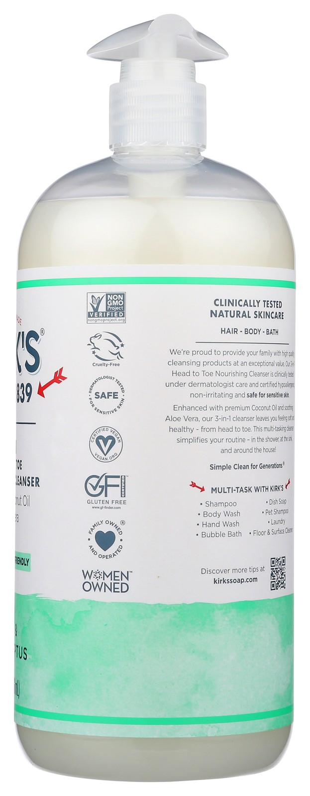 Kirk’S Mint Eucalyptus 3-In-1 Natural Cleanser 32 Oz Oil 1 Pack