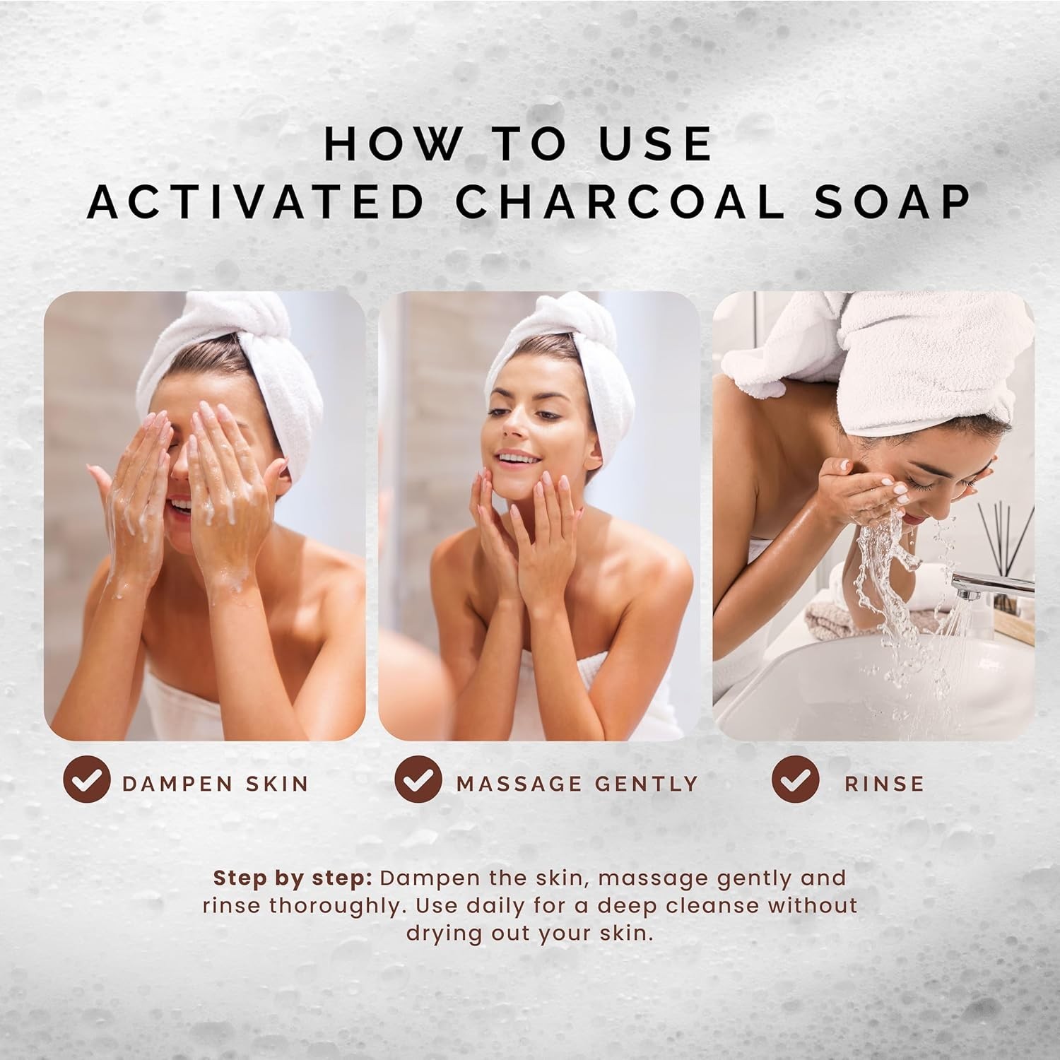 Pili Natural Activated Charcoal Detoxifying Soap Bars &Peppermint Oil (3 Pack)