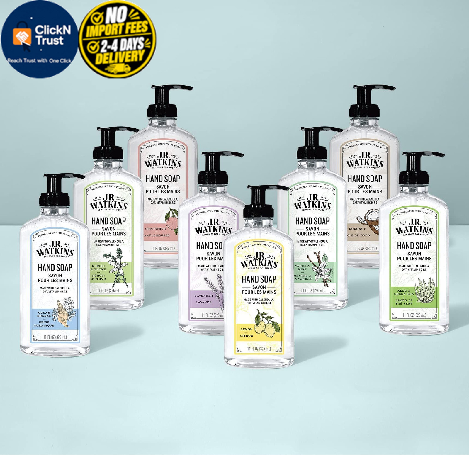 J.R. Watkins Gel Hand Soap, 3 Pack of 11 Fl Oz, 11 Oz (Pack 3), Lemon