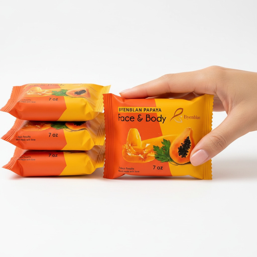 Papaya Face & Body Soap Bar | Pack of 3 | Handmade Cleansing Bar Soap | 7 oz
