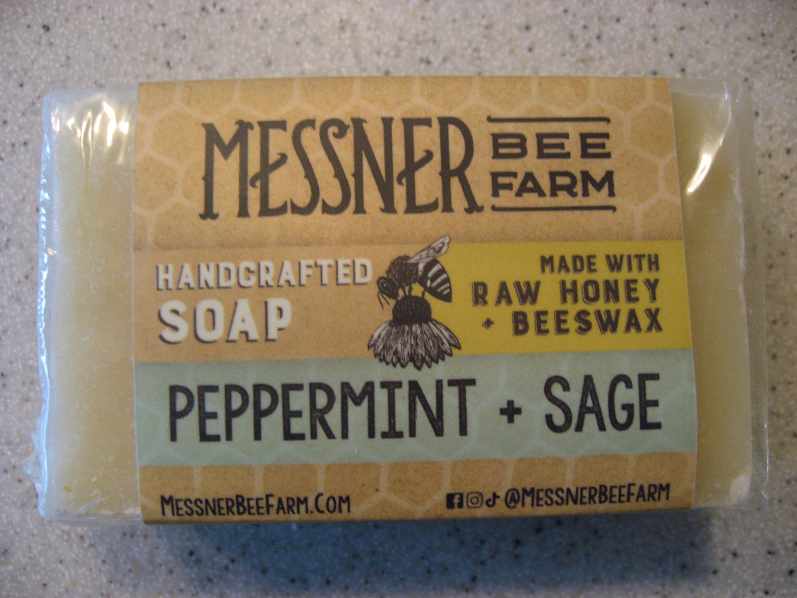 Messner Bee Farm Handcrafted Soap Made w/Raw Honey + Beeswax – Peppermint & Sage