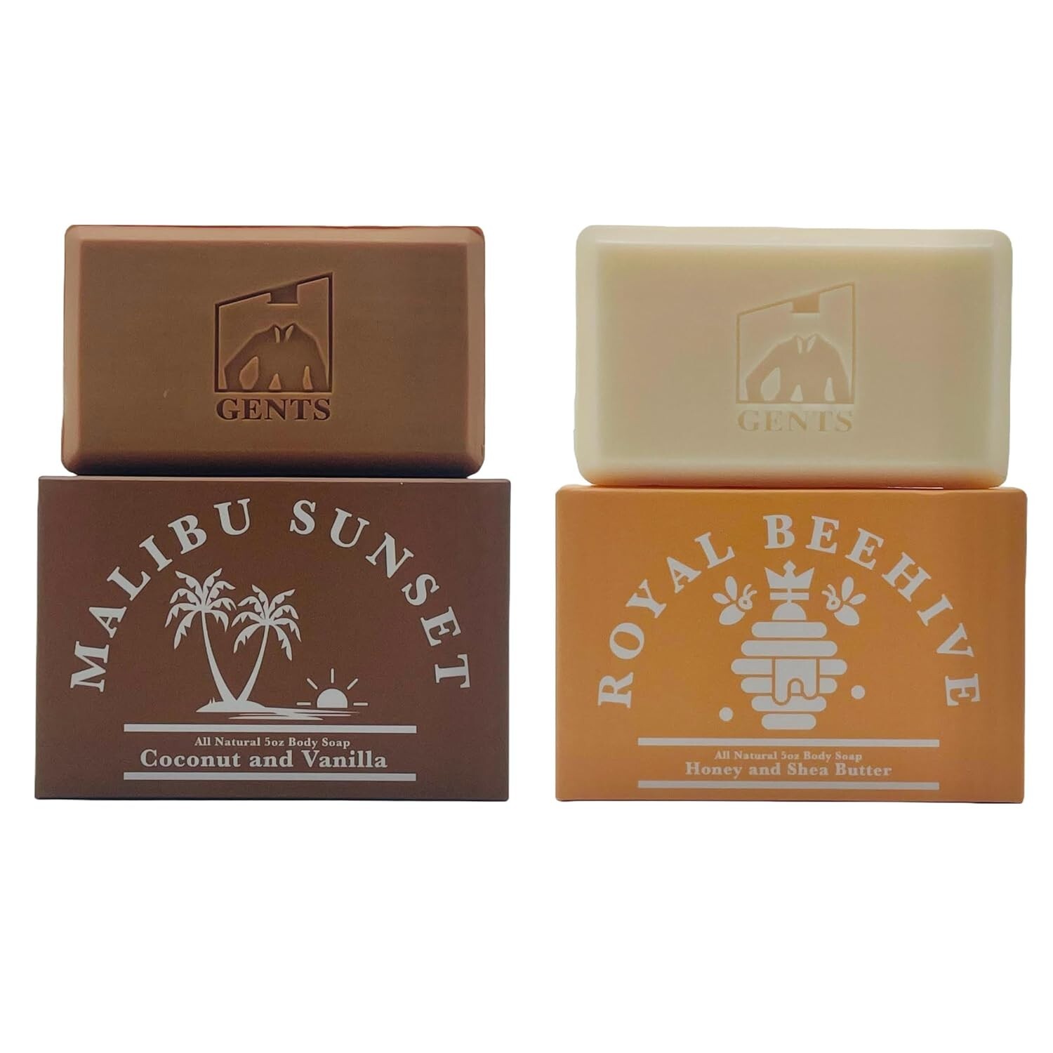 Gents Moisturizing Bar Soap for Men (Malibu Sunset & Royal Beehive Pack of 2