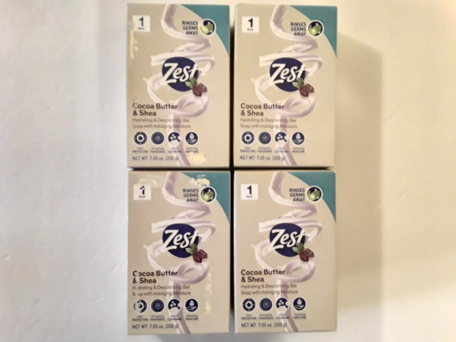 Cocoa Butter & Shea Zest Deodorizing Bath Soap Lot of 4- 7 oz. Hydrating Bars