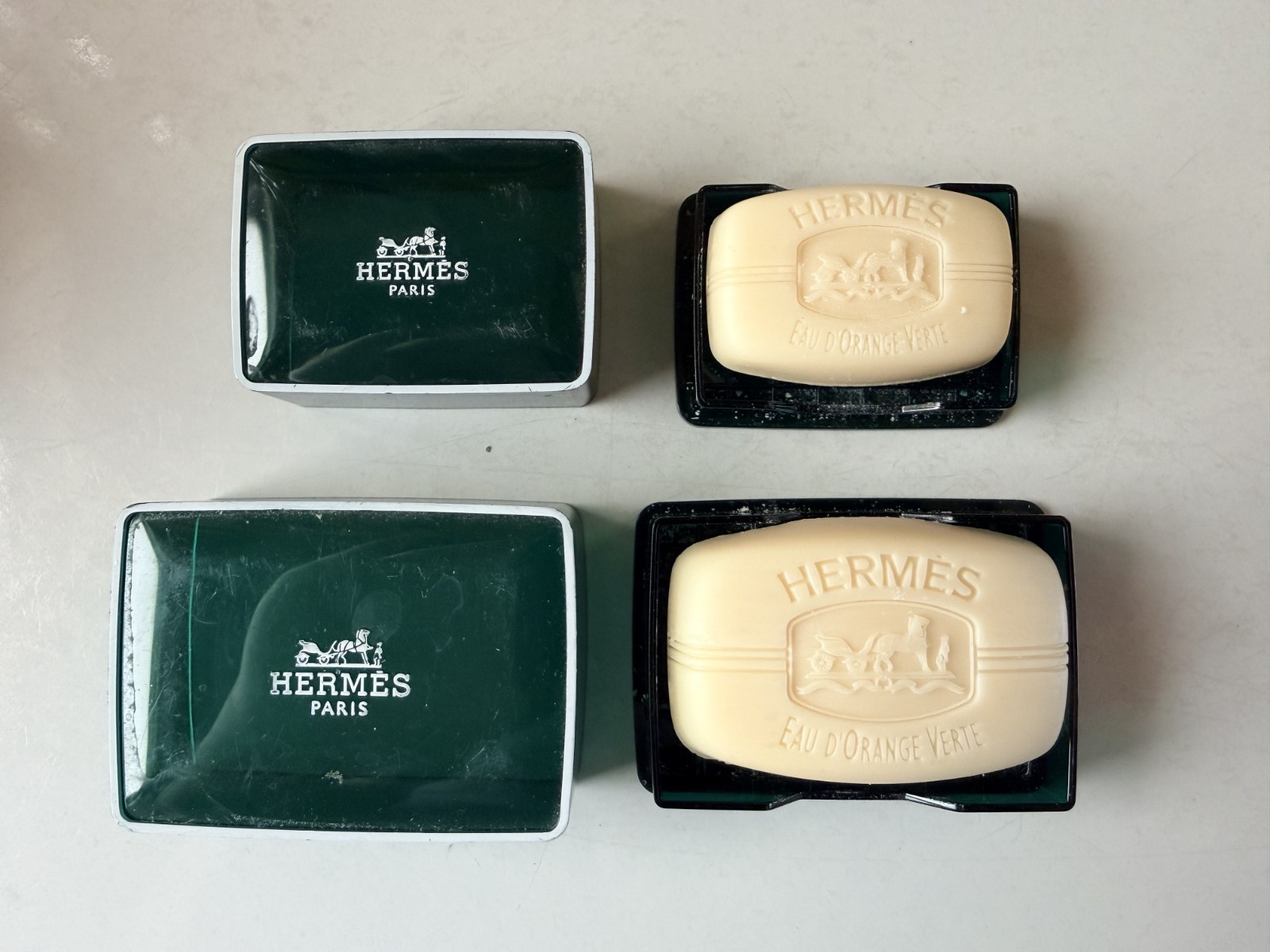 Hermès Eau d’Orange Verte Soap Lot of 2 NEW Vintage 1.7 oz & .8 oz Unused in Box