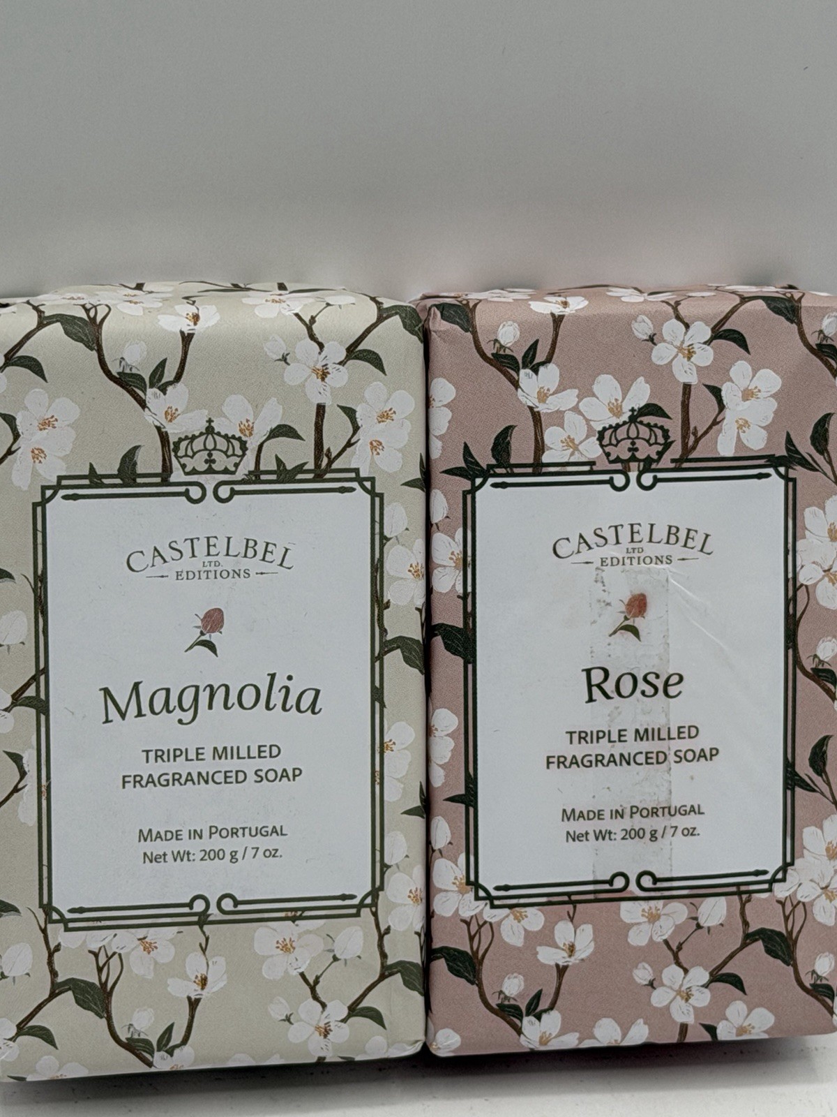 2 Pack Castelbel 7oz Bar Soap Magnolia & Rose Scented Soap Made In Portugal
