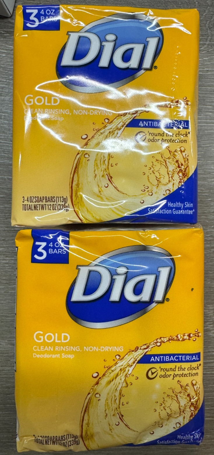 2 Dial PACKS OF 3 Gold Antibacterial Deodorant Soap 4 OZ EACH BAR NEW SEALED