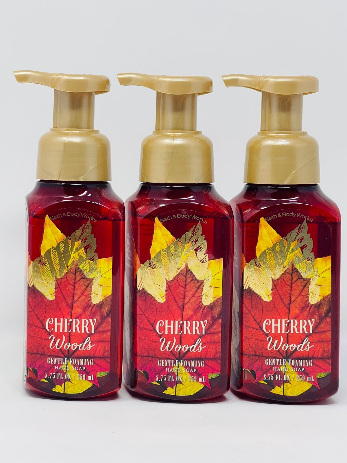 3 BATH & BODY WORKS CHERRY WOODS GENTLE FOAMING HAND SOAP 8.75 FL OZ/ 259 mL