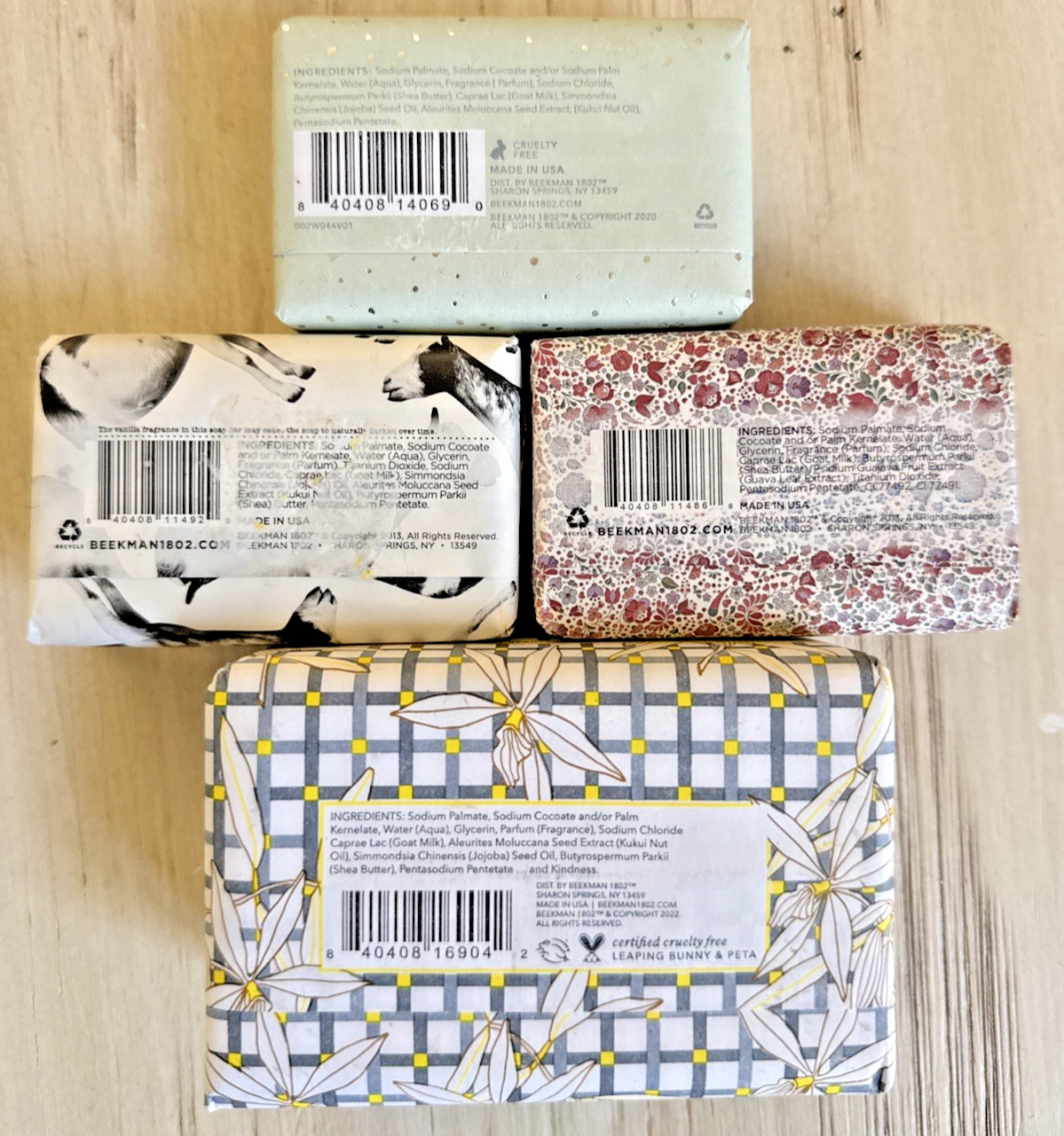 BEEKMAN 1802 GOAT MILK BAR SOAPS Lot of 4 Bars Brand New Various Scents