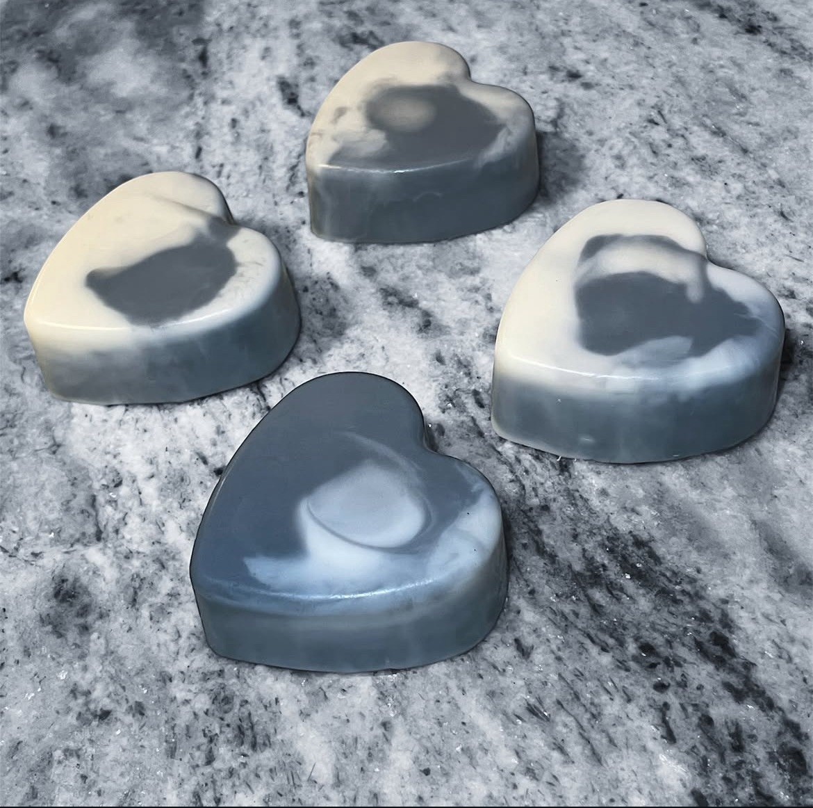 All Natural Goat Milk Soap, Activated Charcoal Marble Heart Artisan Soap