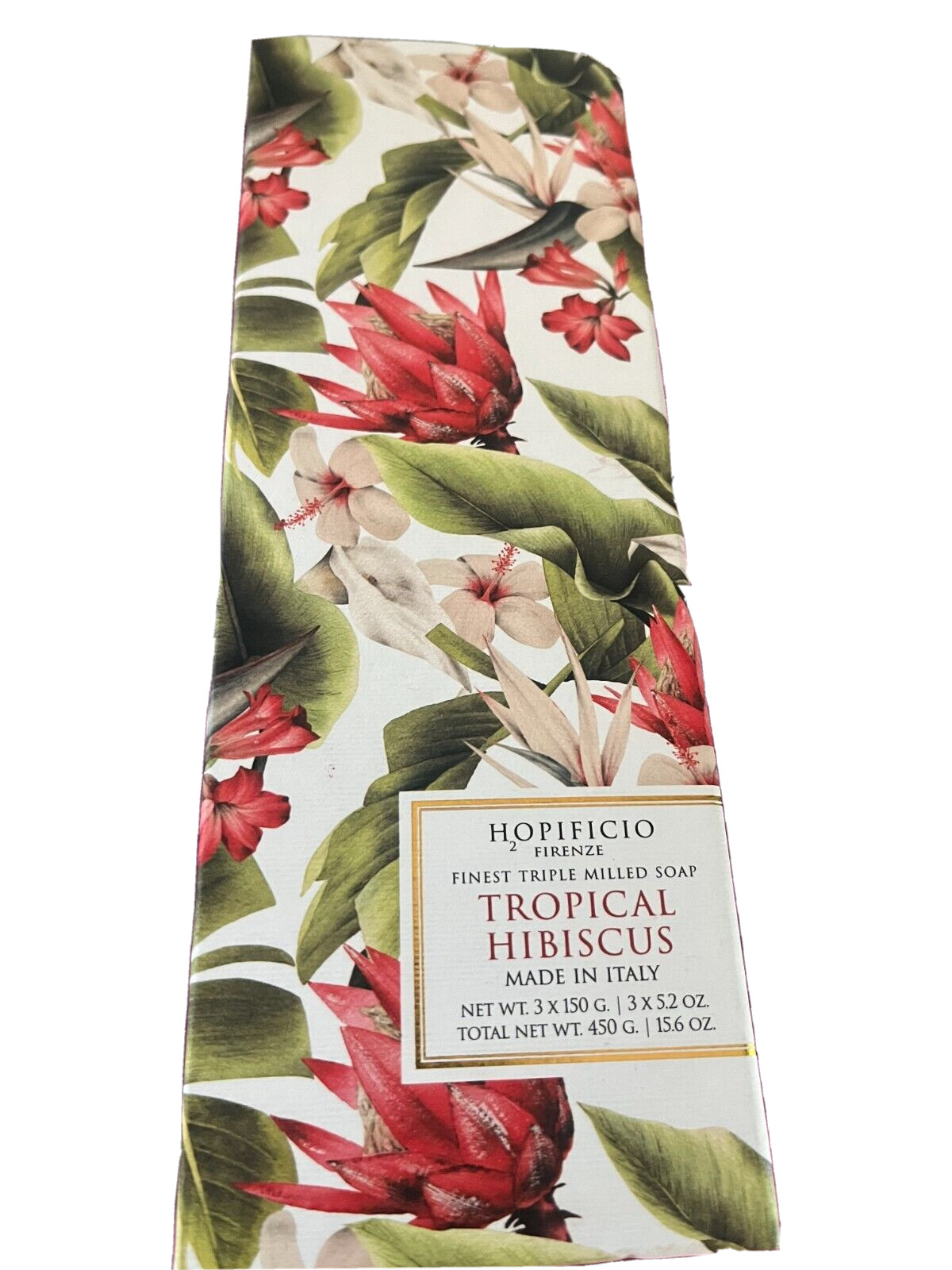 HOPIFICIO FIRENZE FINEST TRIPLE MILLED SOAP TROPICAL HIBISCUS BOX WITH ,3 SOAPS