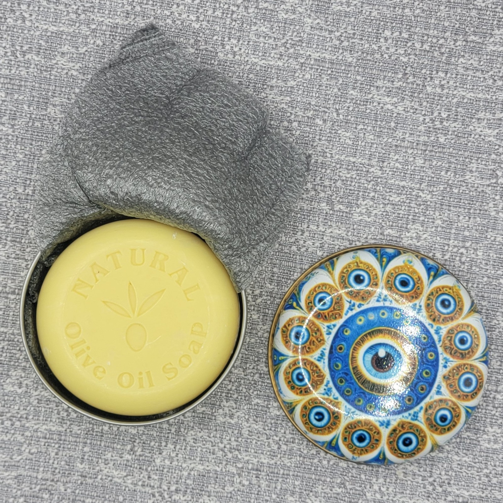 Evil Eye Olive Oil Soap in Metal Tin – New