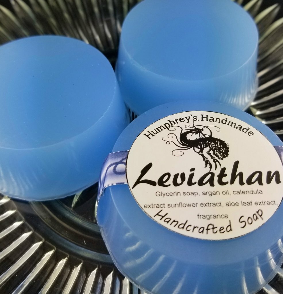 Mens LEVIATHAN Oud and Ocean Scent Shave Soap, Puck Beard Wash Bar USA Made Musk
