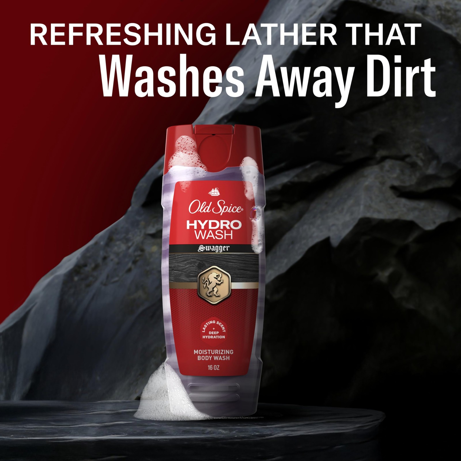 Old Spice Moisturizing Body Wash for Men, Hydro 16 Fl Oz (Pack of 1), RED