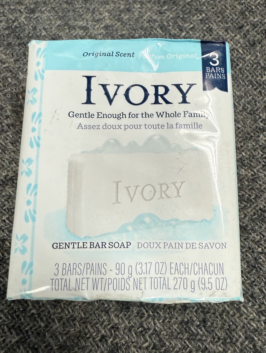4 Sets Of 3 Bar Ivory Bar Soap Original Scent 3.17oz Each Bar (12 Total Bars)