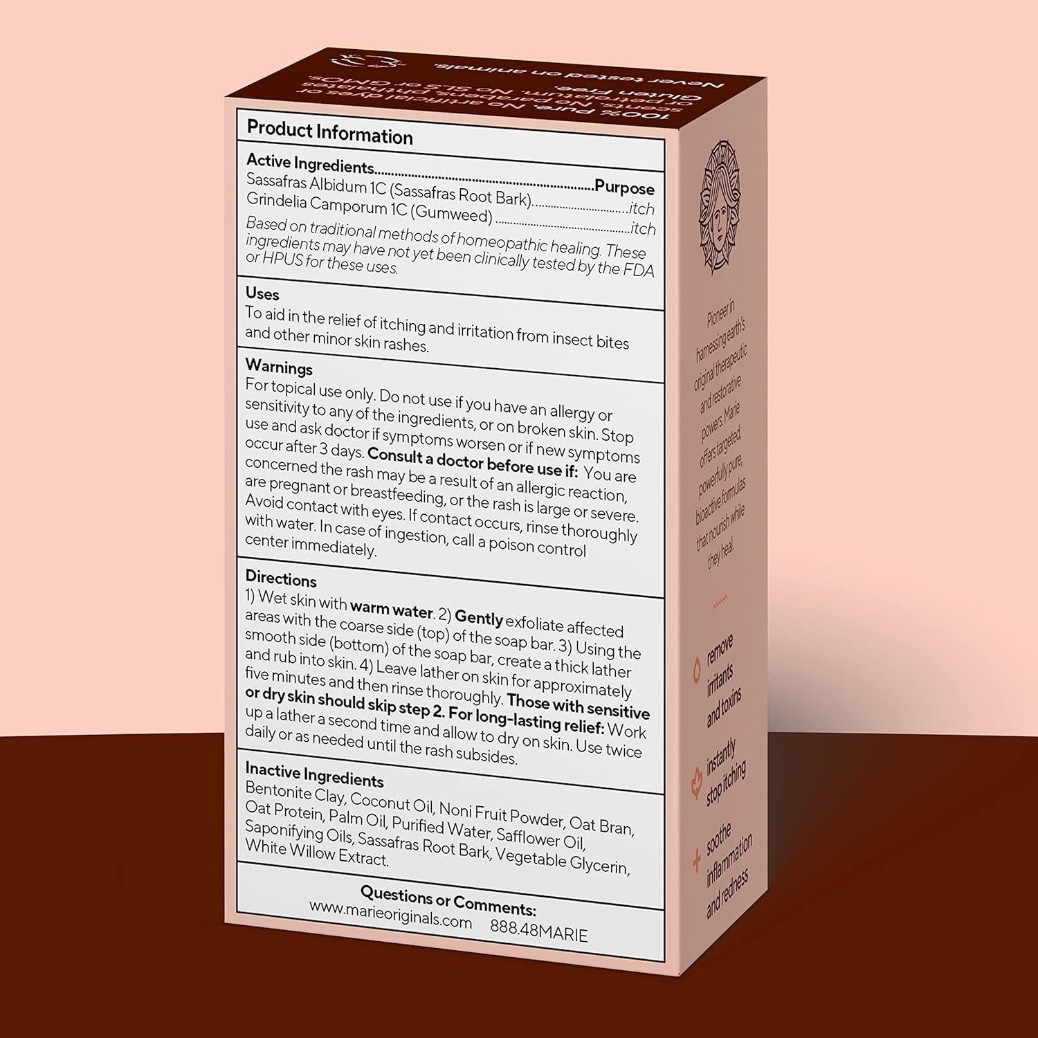 Marie Originals Itch & Rash Relief Soap Anti-Itch, Hives Bar Sassafras Oat 2.9oz