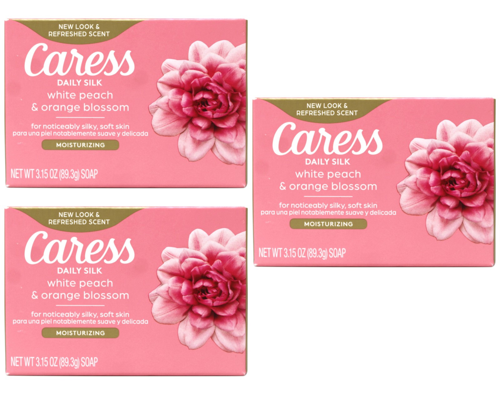 Caress Daily Silk Soap White Peach Orange Blossom 3.75 oz 6 Bars 3 Pack